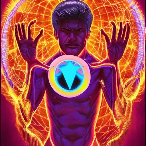 Image similar to a powerful psychic man emitting psychic power, psychic, psychic powers, detailed, highly detailed, hyper detailed, aesthetic!, trending on artstation, artstation, trending on tumblr, by Steve Ditko, fantasy, fantasy aesthetic!,