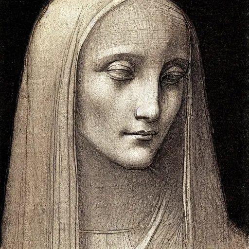 Image similar to sketch of a woman face by leonardo da vinci