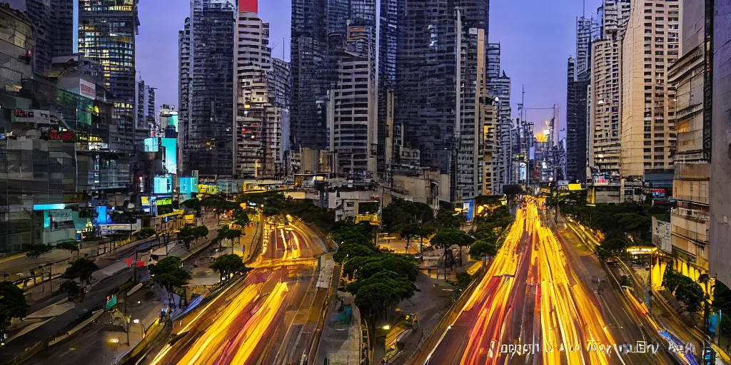 Image similar to Avenida Paulista at night, Sao Paulo city, with a full view of MASP, cyberpunk, very detailed, digital art