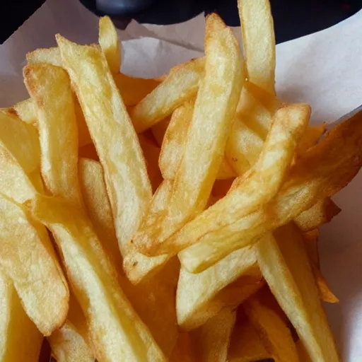 Image similar to photo of [ a french fry chip ] shaped like stephen fry as a hybrid intercross mix