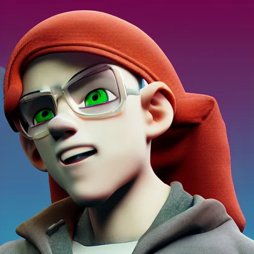 Image similar to lil peep, a 3 d render by akira toriyama, trending on zbrush central, computer art, rendered in cinema 4 d, rendered in maya, rendered in unreal engine,