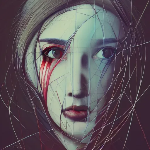 Image similar to the anxious. digital painting, vertical, intricate, beautiful, detailed, grunge, sharp focus, abstract art by el lissitzky and artgerm and kandinsky and kuvshinov, trending on artstation. gradient darker to bottom