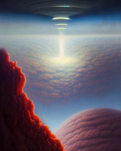 Image similar to a hyper - detailed 3 d render like a oil painting of martian cloud farming, surrealism!!!!! surreal concept art, lifelike, photorealistic, digital painting, aesthetic, smooth, sharp focus, artstation hd, by greg rutkowski, bruce pennington, valentina remenar and asher duran,