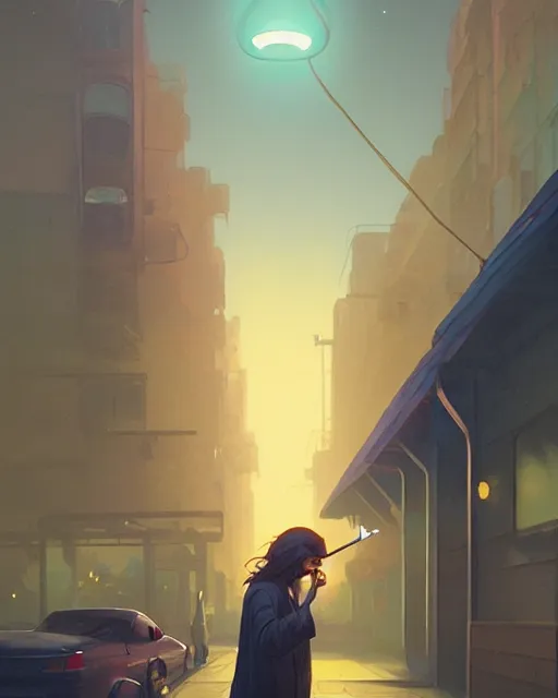 Prompt: highly detailed vfx portrait of jesus smoking a cigarette under a street light, unreal engine, greg rutkowski, loish, rhads, beeple, makoto shinkai and lois van baarle, ilya kuvshinov, rossdraws, tom bagshaw, alphonse mucha, global illumination, detailed and intricate environment