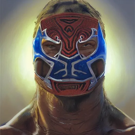 Image similar to Strong wrestler wearing a wrestles jaguar mask, closeup character portrait art by Donato Giancola, Craig Mullins, digital art, trending on artstation