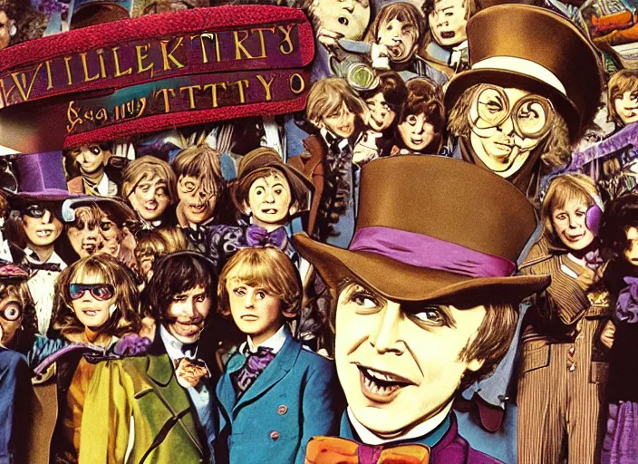 Image similar to film still of Willy Wonka's and the Chocolate Factory 1971 Artwork by Akihiko Yoshida