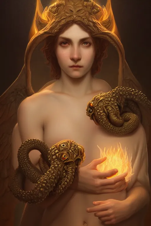 Image similar to a portrait of Astaroth and Cthulhu , white eyes, Eros , illustration, soft lighting, soft details, painting oil on canvas by Edmund Blair Leighton and Charlie Bowater octane render, HDR, trending on artstation, 4k, 8k, HD