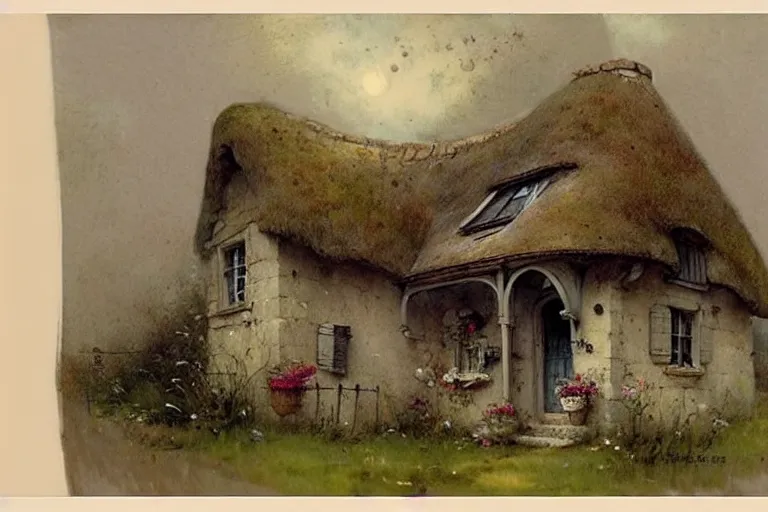 Image similar to (((((1950s small castle cottage . muted colors.))))) by Jean-Baptiste Monge !!!!!!!!!!!!!!!!!!!!!!!!!!!