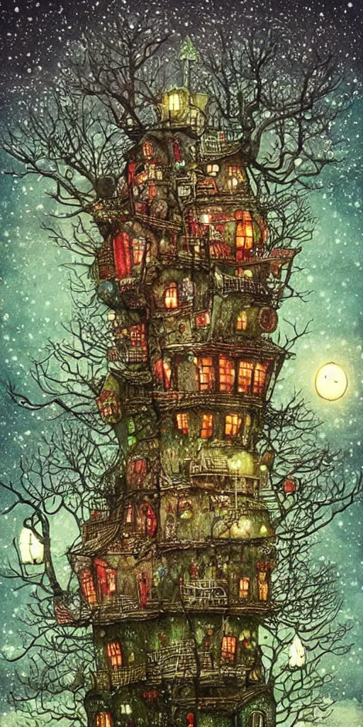 Image similar to a christmas tree house by alexander jansson