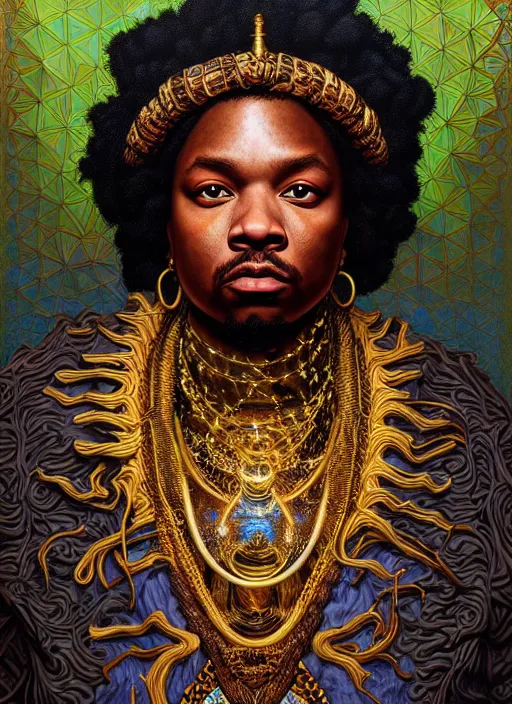 Prompt: : k-dot fantasy, fantasy magic,  , intricate, sharp focus, illustration, highly detailed, digital painting, concept art, jahbu art and Paul lewin and kehinde wiley, masterpiece