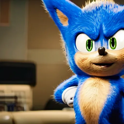 Prompt: a film still of sonic in detective pikachu