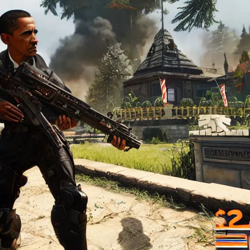 Image similar to Obama as Edward Richtofen in the der eisendrache Easter egg cutscene, black ops 3 zombies