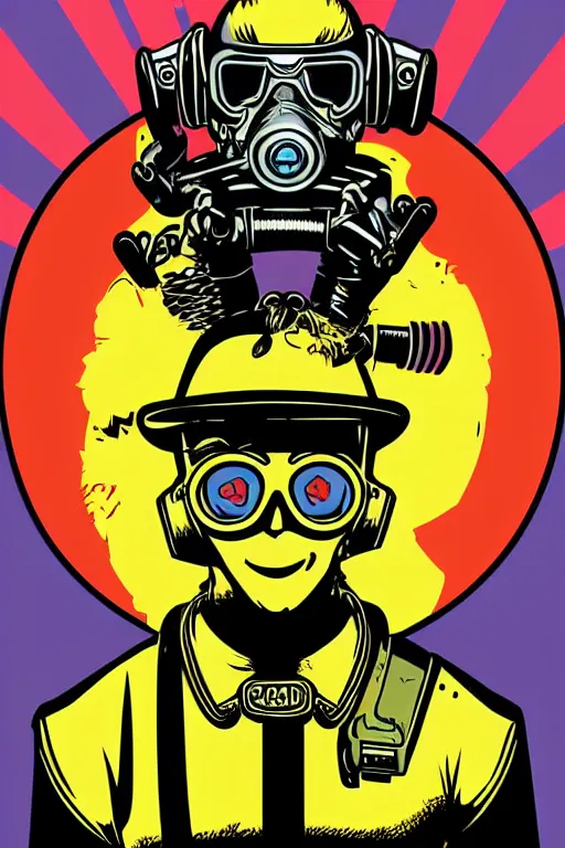 Image similar to fallout 7 6 retro futurist illustration art by butcher billy, sticker, colorful, illustration, highly detailed, simple, smooth and clean vector curves, no jagged lines, vector art, smooth andy warhol style