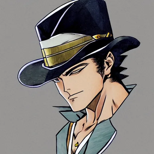 Jotaro Kujo from JoJo's Bizarre Adventure, drawn by, Stable Diffusion