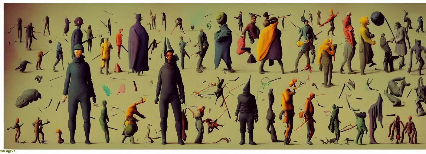 Image similar to full - body portrait surreal colorful clay fighting artstation rpg gentleman character concept art anatomy, action pose, very coherent and colorful high contrast masterpiece by norman rockwell franz sedlacek hieronymus bosch dean ellis simon stalenhag rene magritte gediminas pranckevicius, dark shadows, sunny day, hard lighting, reference sheet white! background