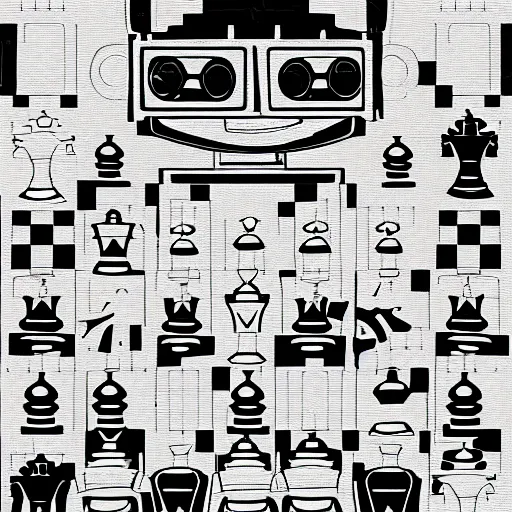 Prompt: robot playng chess