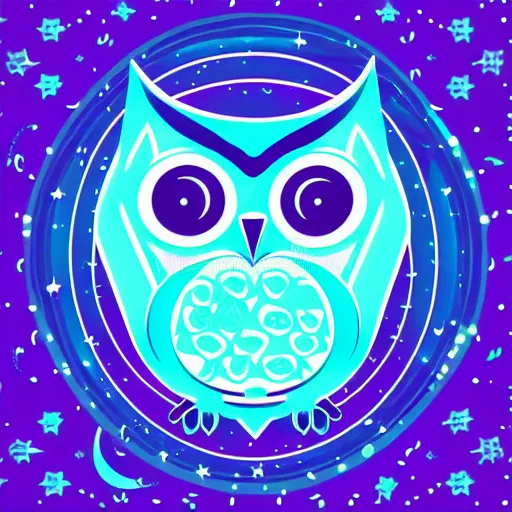 Prompt: cosmic owl logo, vector illustration, gradient, aesthetic, silky texture, hd,