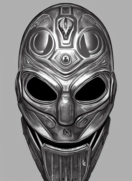 Prompt: occult mf doom with glowing haunted eyes, metal skin, intricate, elegant, highly detailed, centered, digital painting, artstation, concept art