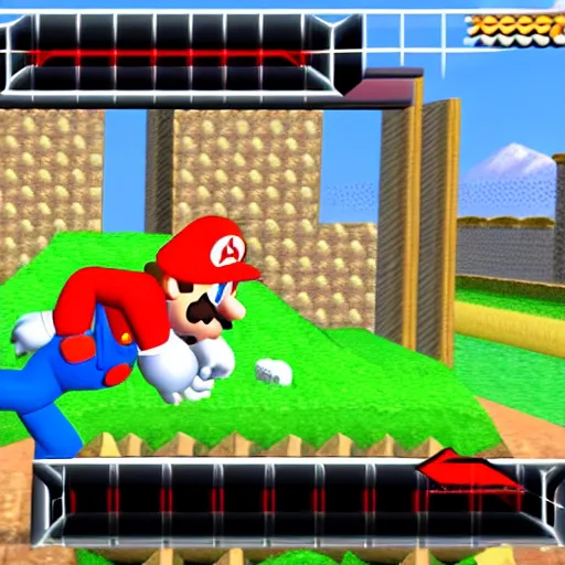 Image similar to screenshot of a carjacking in super mario 6 4