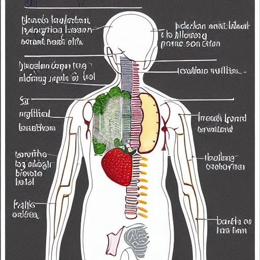 Image similar to medical diagram about a human eating a sandwich