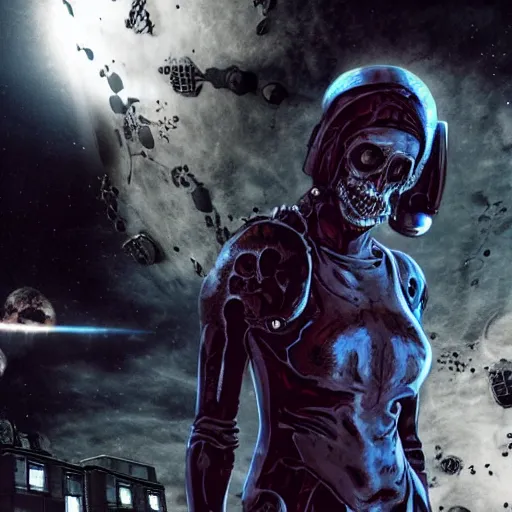 Image similar to woman in sci - fi suit tries to survive an undead outbreak in a spaceship