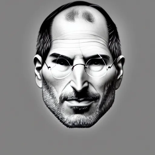 Image similar to face made of many small apples and fruit, steve jobs, highly detailed, illustration, intricate portrait design, diffuse lighting, aesthetic, trending on artstation