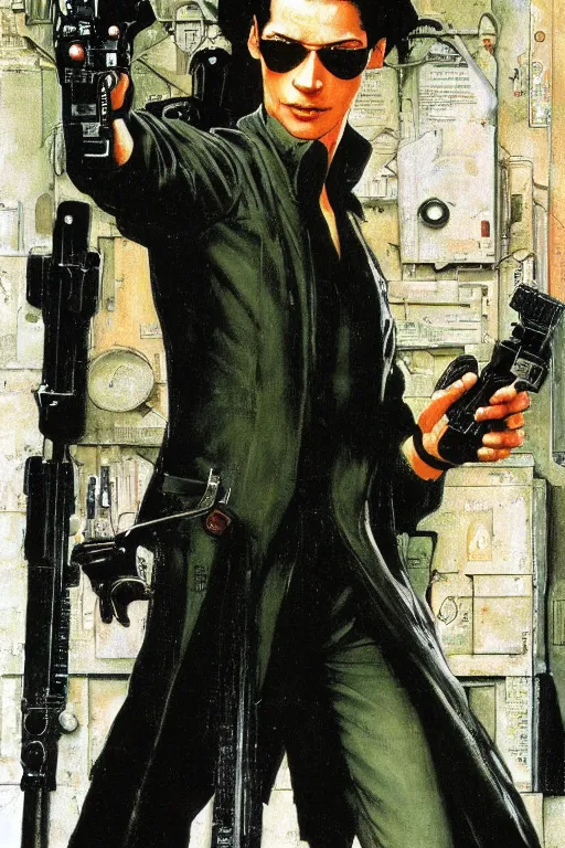 Image similar to Neo from Matrix painted by Norman Rockwell