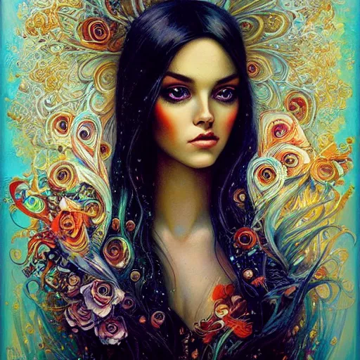 Image similar to the most beautiful girl in the world, portrait by Karol Bak and jeremiah ketner