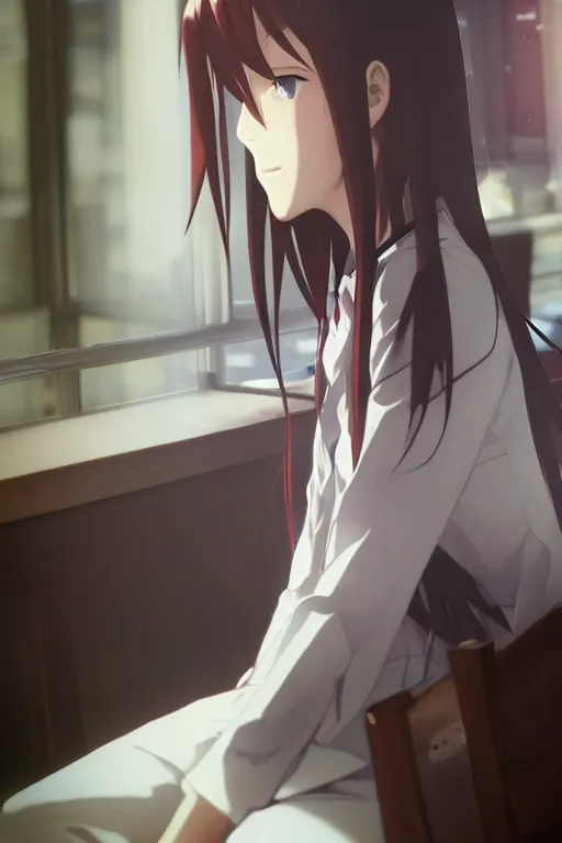 Prompt: Kurisu Makise by Akihiko Yoshida, Makoto Shinkai, with backdrop of Natural Light