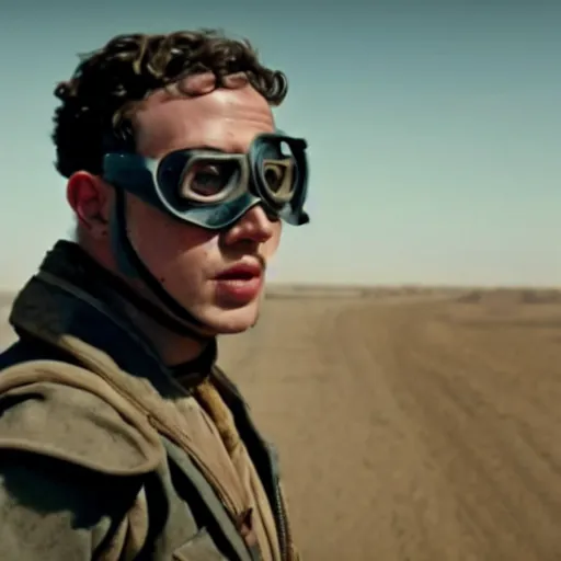 Image similar to Zuckenberg wearing WWII pilot googles in a Mad max movie , 8k hd dof, award-winning photo