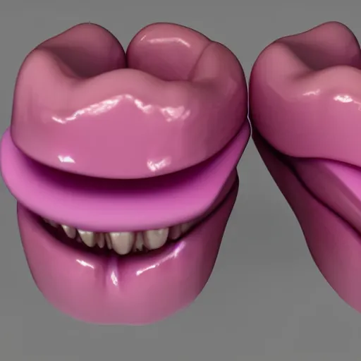 Prompt: a piece of 3 d pink dentures with wings, 4 k,