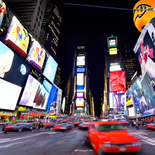 Image similar to Pixar Flying saucer abducting people in times square