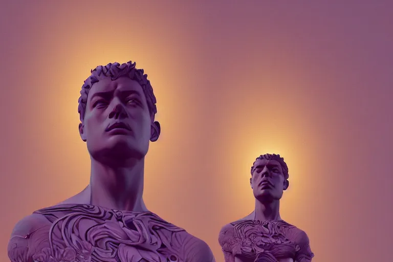 Image similar to stoic statue wearing clothing, vector scape, vaporwave, aesthetic, naturel, hyper detailed, digital art, trending in artstation, cinematic lighting, studio quality, smooth render, unreal engine 5 rendered, octane rendered, art style by klimt and nixeu and ian sprigger and wlop and krenz cushart