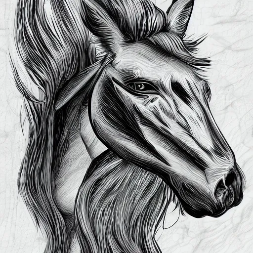 Image similar to a mutant horse,digital sketch