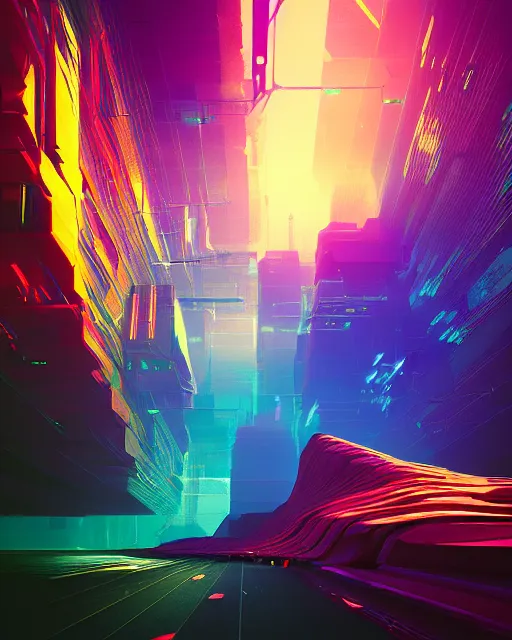 Image similar to Digital world, simulation theory, glitching, scifi, global illumination, unique landscape, fine details, perfect, 8k high detail, masterpiece, trending on ArtStation, by Alena Aenami, Petros Afshar, Liam Wong