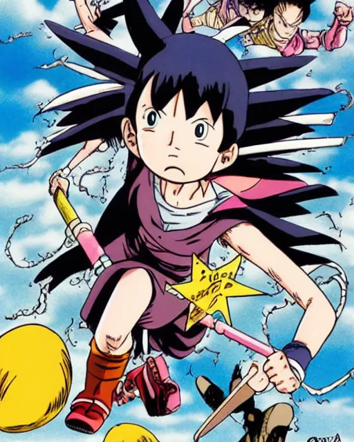 Image similar to a girl with powers, art by akira toriyama, eiichiro oda, hayao miyazaki, kentaro miura, masashi kishimoto