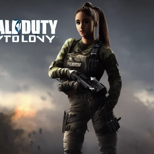 Image similar to Ariana Grande in Call of Duty, 4k