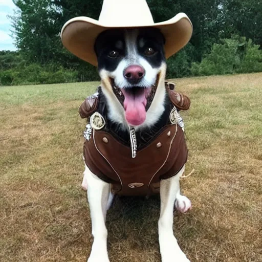 Image similar to dog wearing a cowboy hat