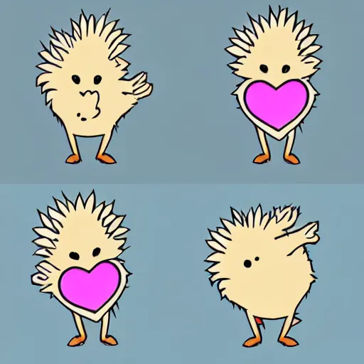 Image similar to cute hedgehog heart love laughing cute adorable emote twitch waving lineart