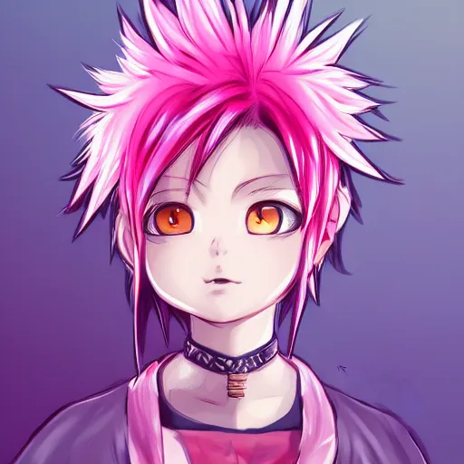 Image similar to full headshot portrait of anime catgirl with pink mohawk punk, digital art, drawn by WLOP, by Avetetsuya Studios, anime manga panel, trending on artstation, wearing a plaid shirt