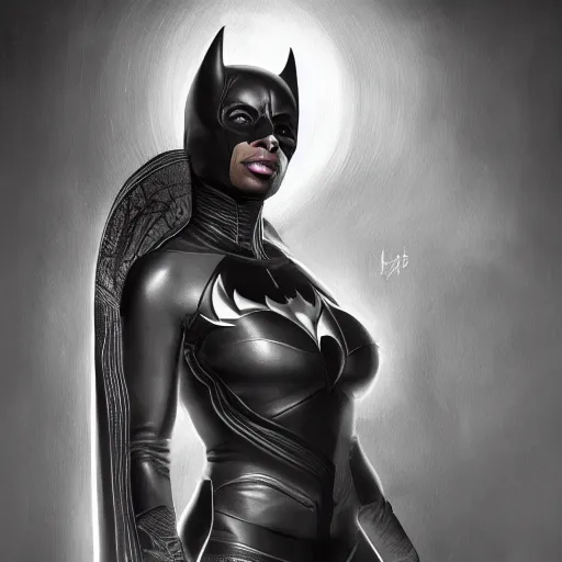 Prompt: full figure ultra realistic illustration, mary j blige as batwoman, intricate, elegant, highly detailed, digital painting, artstation, concept art, smooth, sharp focus, illustration, art by artgerm and greg rutkowski and alphonse mucha