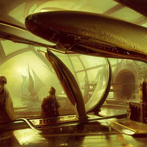 Image similar to detailed painting of a living pod architecture, filigree ornaments, andreas achenbach, syd mead