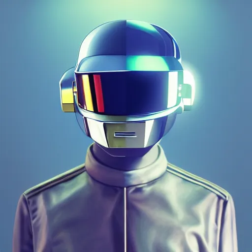 Image similar to headshot portrait of low poly 3D miniature daft punk kids standing back to back, illustration, artgerm, octane render, inspired by Greg rutkowski, colorful, studio lighting, full body