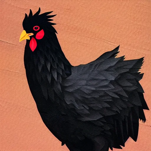 Prompt: majestic black chicken, royal bird, profile picture by Sachin Teng, asymmetrical, Organic Painting , Matte Painting, geometric shapes, hard edges, graffiti, street art:2 by Sachin Teng:4
