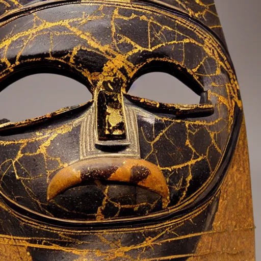 Image similar to Kintsugi marble Mask used in African cultural ceremony, 8k