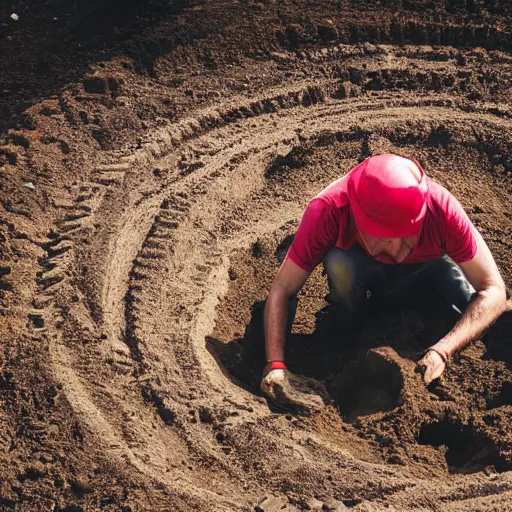 Image similar to a guy digging a hole and having a lot of fun