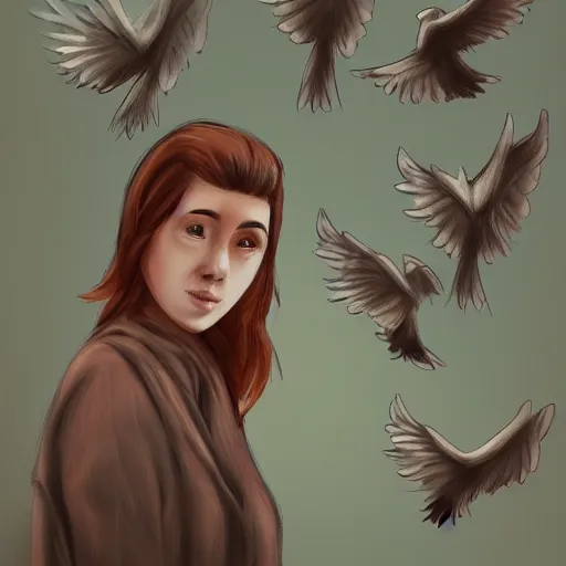 Image similar to doves flying into a human ear, digital painting, trending on artstation