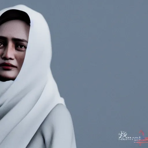 Image similar to a nepali wearing a white shawl, gloomy, bloody, octane render, unreal engine