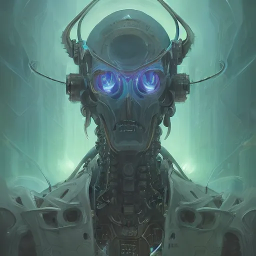 Image similar to portrait of a nightmarish cybernetic duke of hell, cyberpunk concept art by pete mohrbacher and seb mckinnon and beksinski and josan gonzales, digital art, highly detailed, intricate, sci-fi, sharp focus, Trending on Artstation HQ, deviantart, unreal engine 5, 4K UHD image