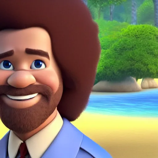 Prompt: bob ross as a disney character from up ( 2 0 0 9 ), octane render, 3 d render, photorealistic